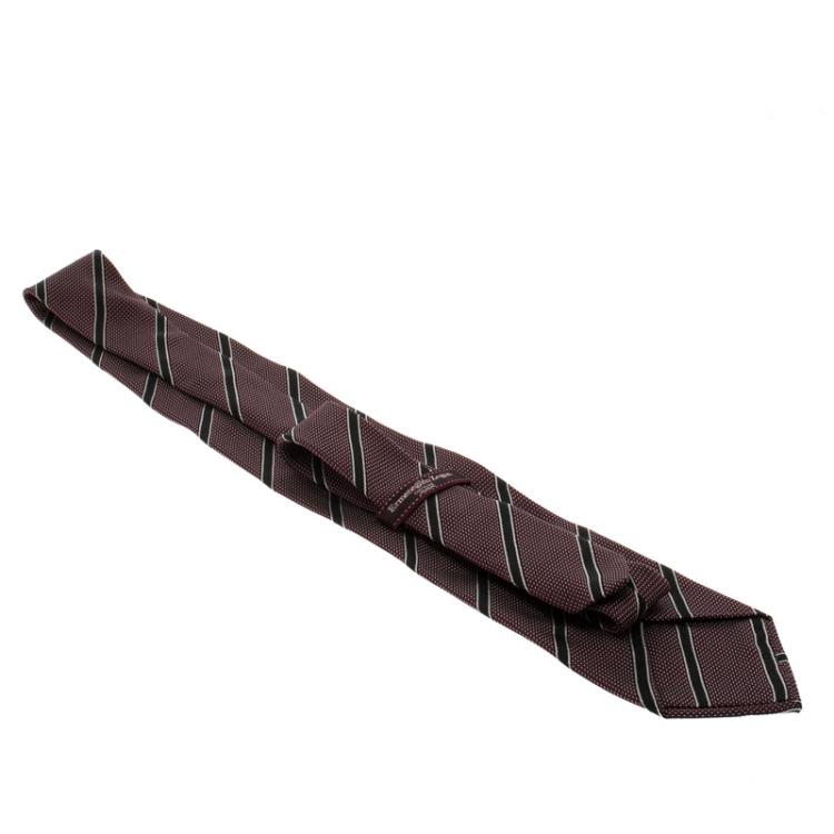 Pre Owned Ermenegildo Zegna Couture Multicolor Striped Silk Woven Traditional Tie
