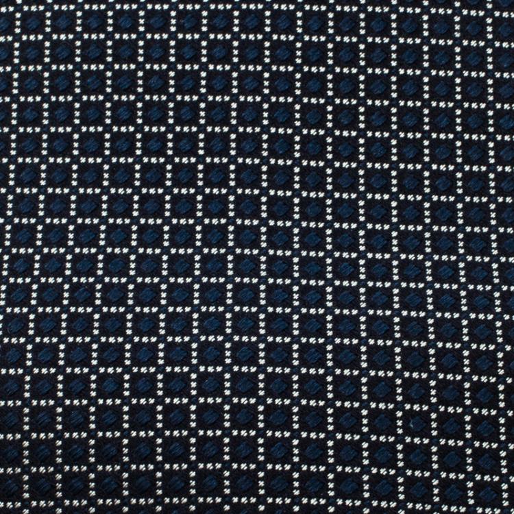 Pre Owned Ermenegildo Zegna Navy Blue Textured Square Pattern Silk Tie