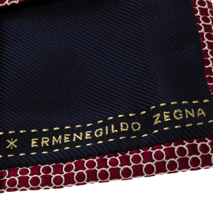 مملوكة مسبقًا Ermenegildo Zegna Red Circular Pattern Jacquard Silk Tie