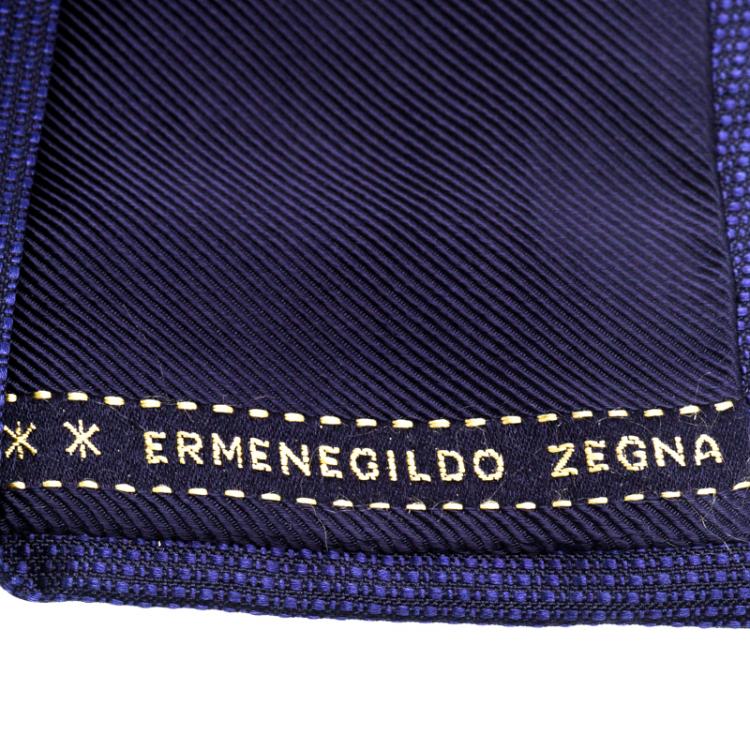 Pre Owned Ermenegildo Zegna Navy Blue Textured Jacquard Silk Tie