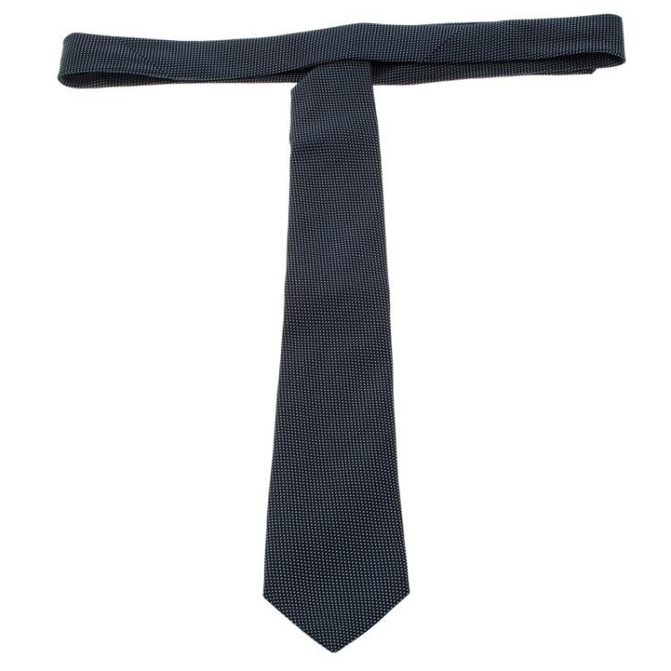 مملوكة مسبقًا Ermenegildo Zegna Navy Blue Dotted Silk Tie