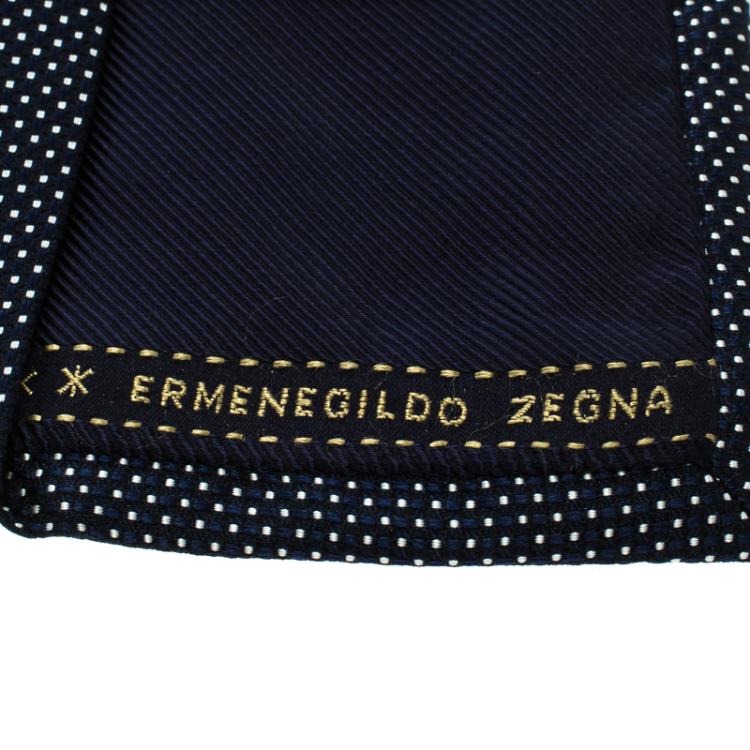مملوكة مسبقًا Ermenegildo Zegna Navy Blue Dotted Silk Tie