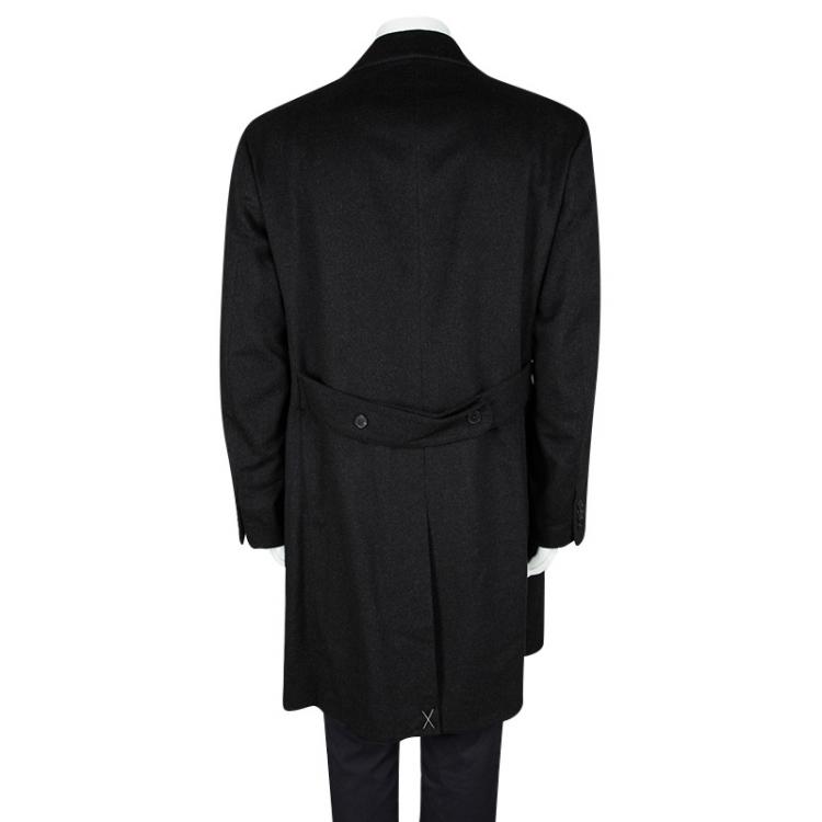 Pre Owned Ermenegildo Zegna Black Cashmere Double Breasted Coat 4XL