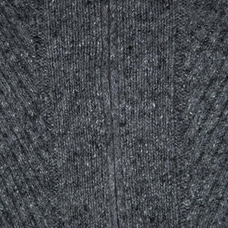 Pre Owned Ermenegildo Zegna Grey Cashmere and Mink Zip Front Jacket 5XL