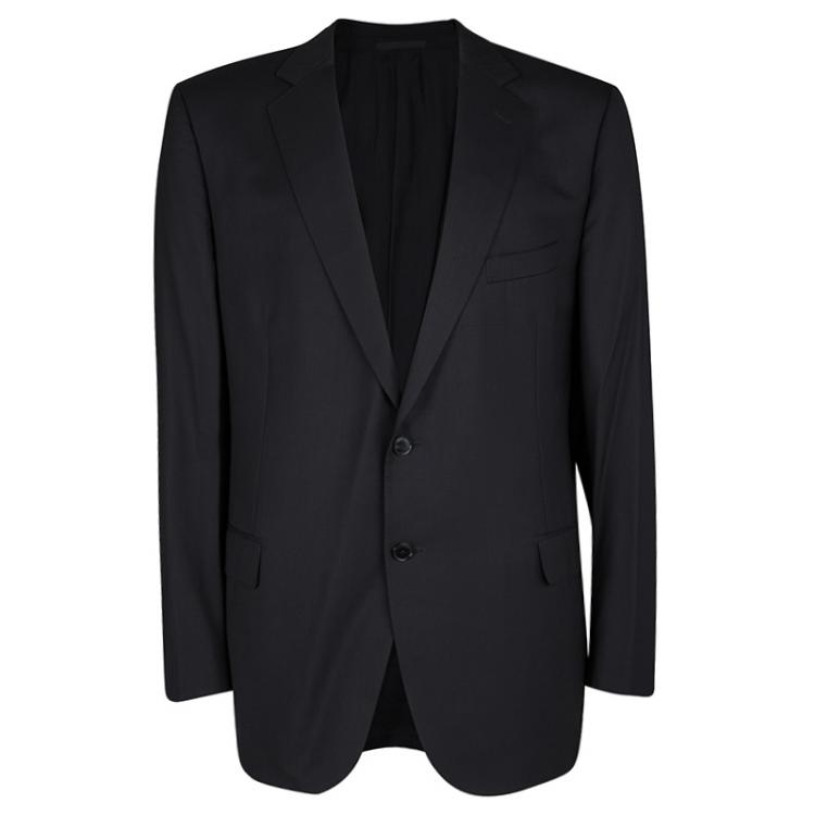 Pre Owned Ermenegildo Zegna Black Wool High Performance Regular Fit Suit 5XL