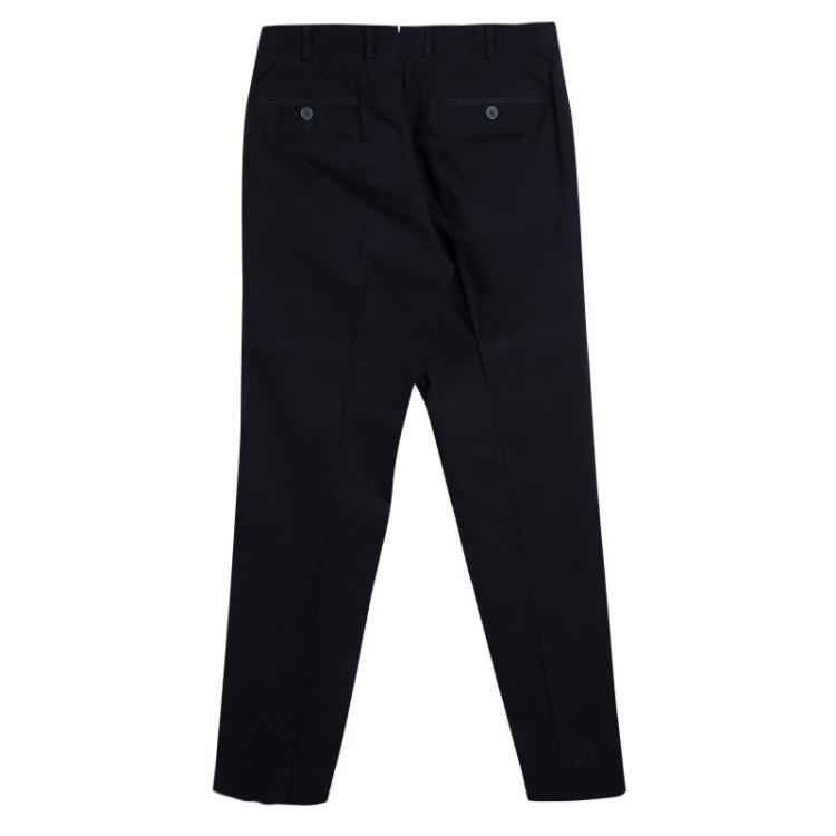 Pre Owned Ermenegildo Zegna Navy Blue Cotton Regular Fit Trousers M