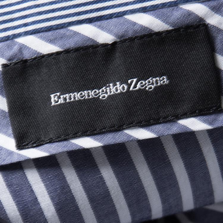 Pre Owned Ermenegildo Zegna Navy Blue Cotton Regular Fit Trousers M