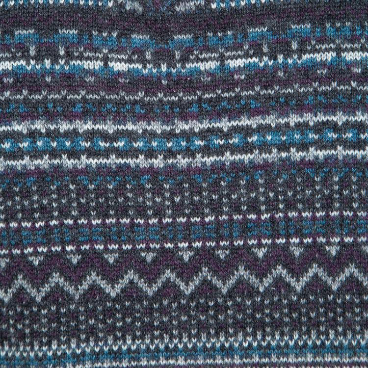 Pre Owned Ermenegildo Zegna Premium Cashmere Grey Patterned Zip Detail Sweater 4XL