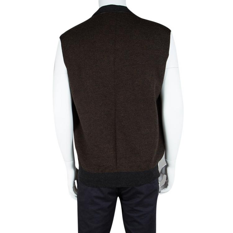 Pre Owned Ermenegildo Zegna Brown Patterned Cashmere and Silk Sweater Vest XXL