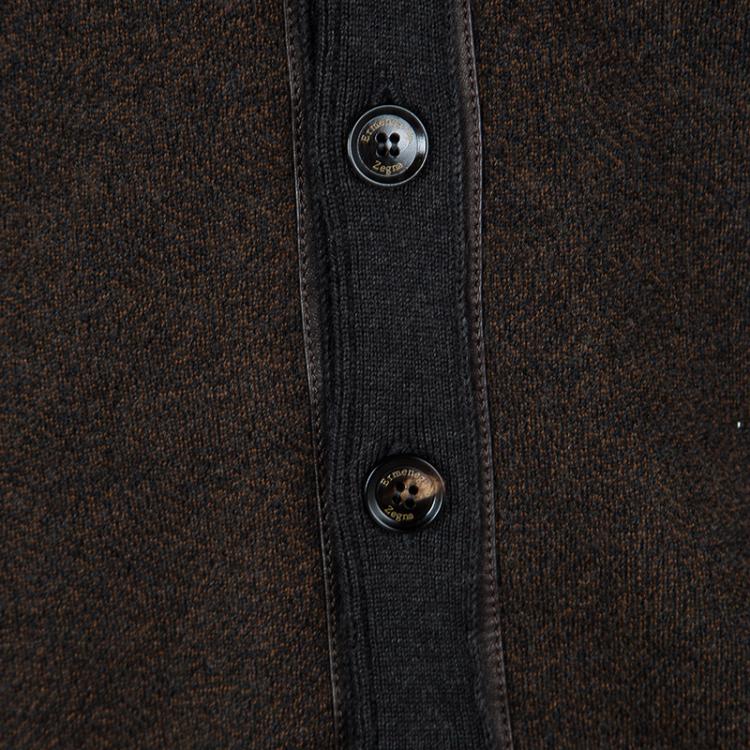 Pre Owned Ermenegildo Zegna Brown Patterned Cashmere and Silk Sweater Vest XXL