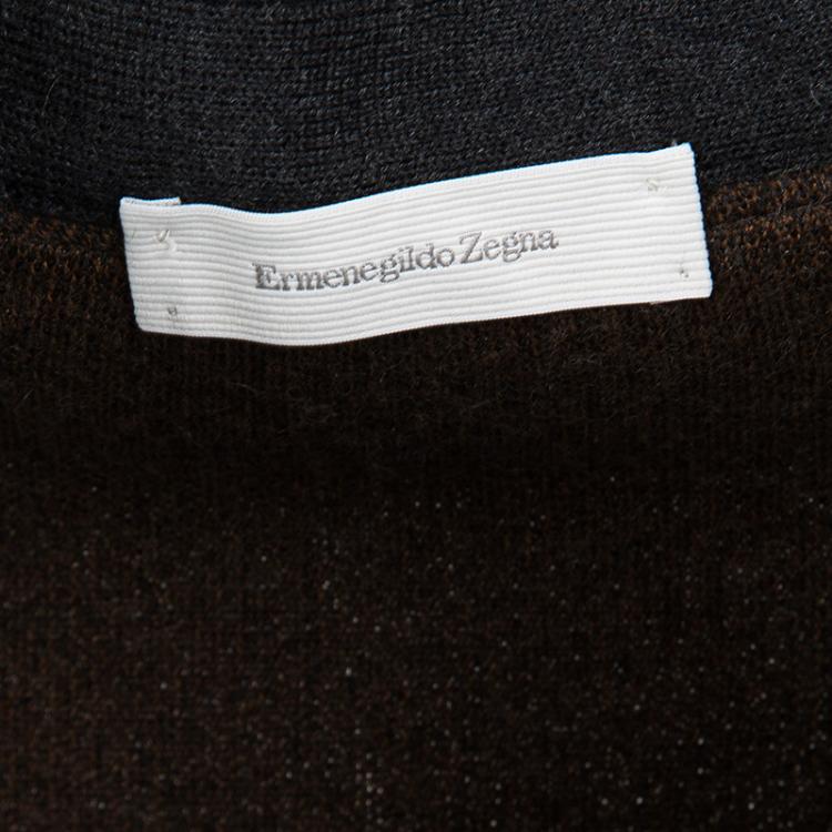 Pre Owned Ermenegildo Zegna Brown Patterned Cashmere and Silk Sweater Vest XXL