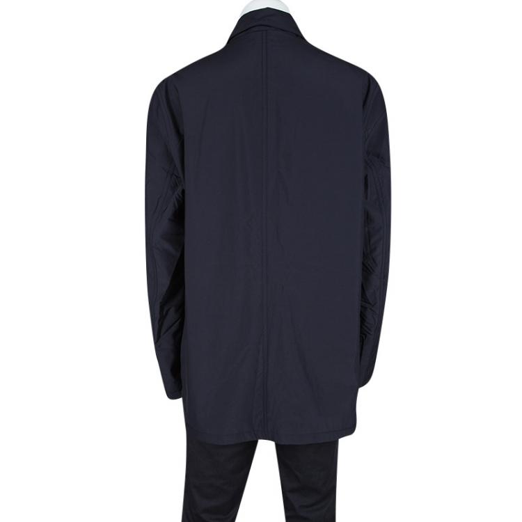 Pre Owned Ermenegildo Zegna Navy Blue Zip Front Wind Breaker Jacket 4XL