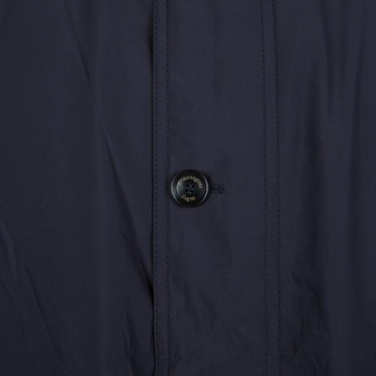 Pre Owned Ermenegildo Zegna Navy Blue Zip Front Wind Breaker Jacket 4XL