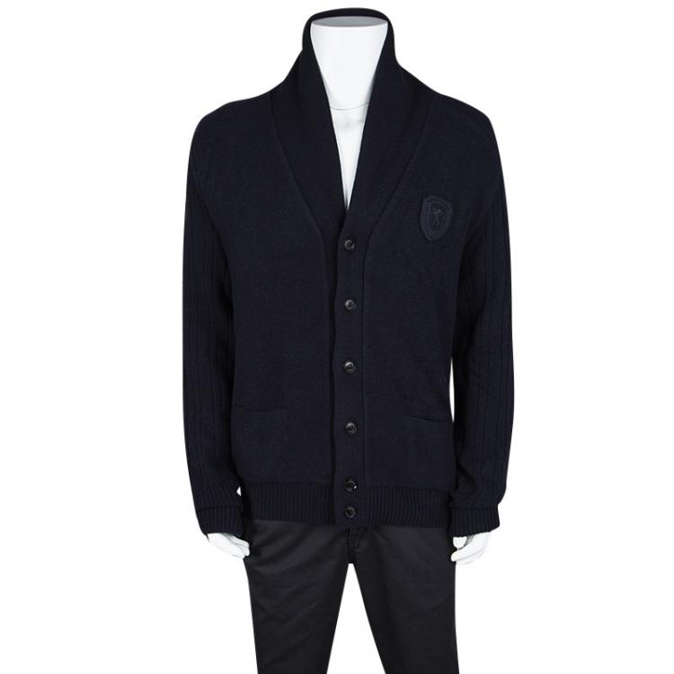 Pre Owned Ermenegildo Zegna Navy Blue Wool and Cashmere Button Front Cardigan 3XL