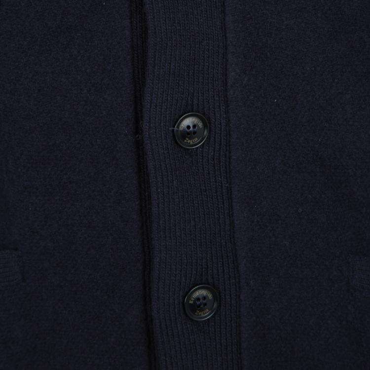 Pre Owned Ermenegildo Zegna Navy Blue Wool and Cashmere Button Front Cardigan 3XL