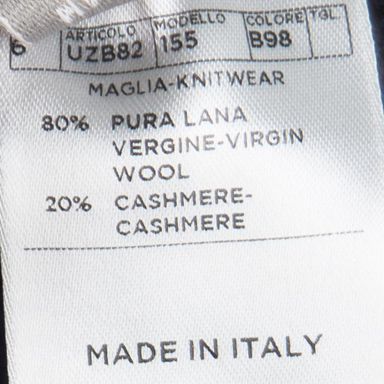 Pre Owned Ermenegildo Zegna Navy Blue Wool and Cashmere Button Front Cardigan 3XL