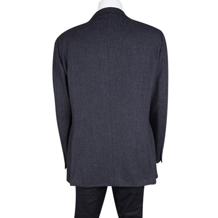 Pre Owned Ermenegildo Zegna Soft Blue Textured Wool and Cashmere Blazer XXL