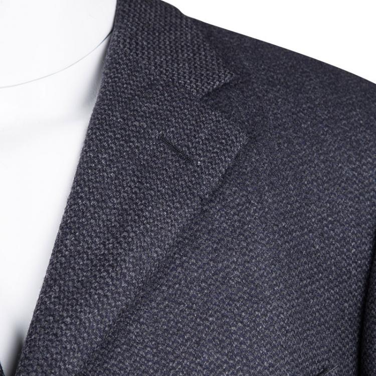 Pre Owned Ermenegildo Zegna Soft Blue Textured Wool and Cashmere Blazer XXL