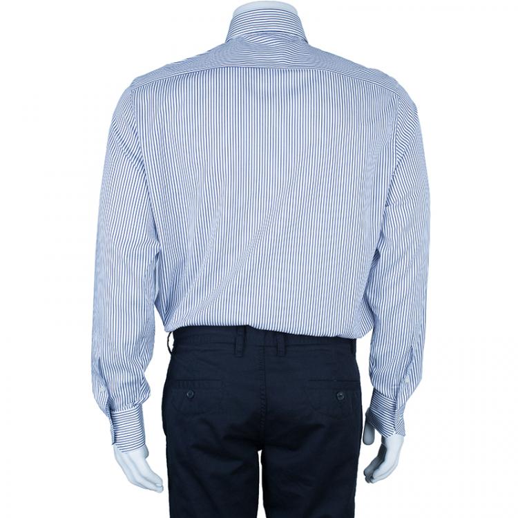 Pre Owned Ermenegildo Zegna Monochrome Pinstripe Formal Shirt M