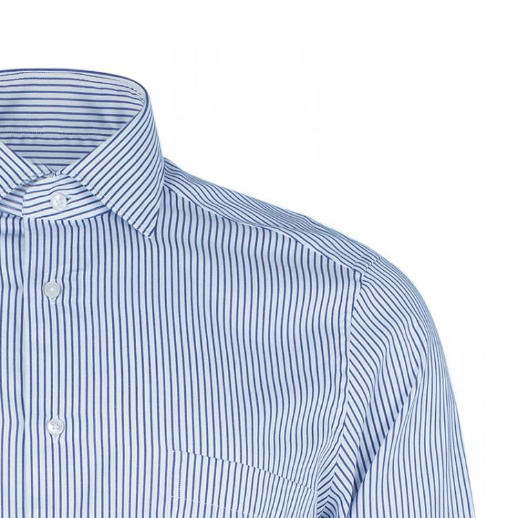 Pre Owned Ermenegildo Zegna Monochrome Pinstripe Formal Shirt M