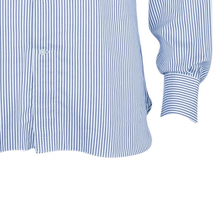 Pre Owned Ermenegildo Zegna Monochrome Pinstripe Formal Shirt M