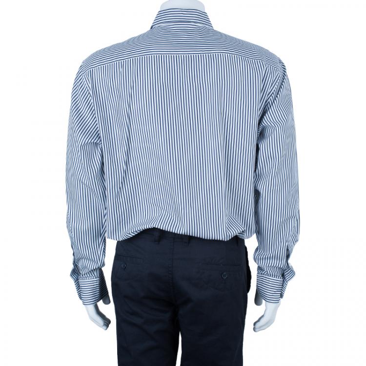 Pre Owned Ermenegildo Zegna Men's Pinstripe Monochrome Shirt 3XL