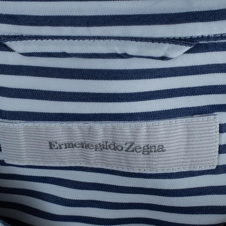 Pre Owned Ermenegildo Zegna Men's Pinstripe Monochrome Shirt 3XL