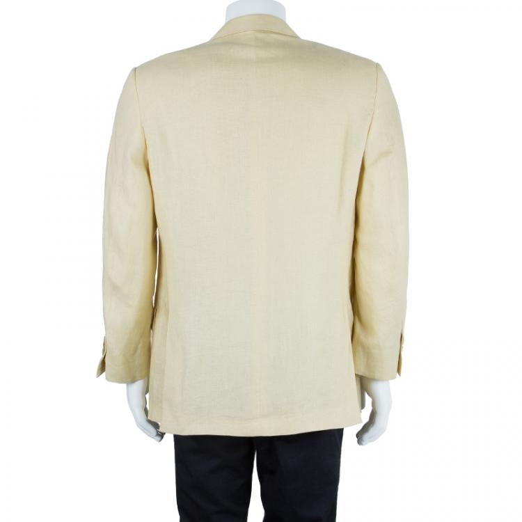 Pre Owned Ermenegildo Zegna Men's Beige Three-Button Blazer EU 52