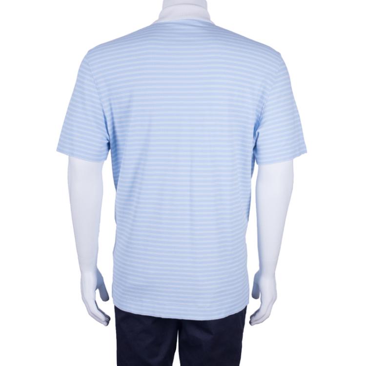 Pre Owned Ermenegildo Zegna Men's Blue Striped Polo Shirt XXL