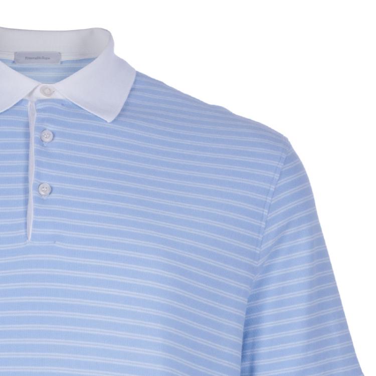 Pre Owned Ermenegildo Zegna Men's Blue Striped Polo Shirt XXL