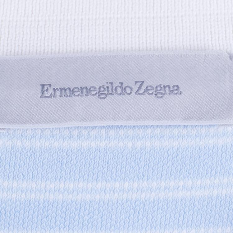 Pre Owned Ermenegildo Zegna Men's Blue Striped Polo Shirt XXL