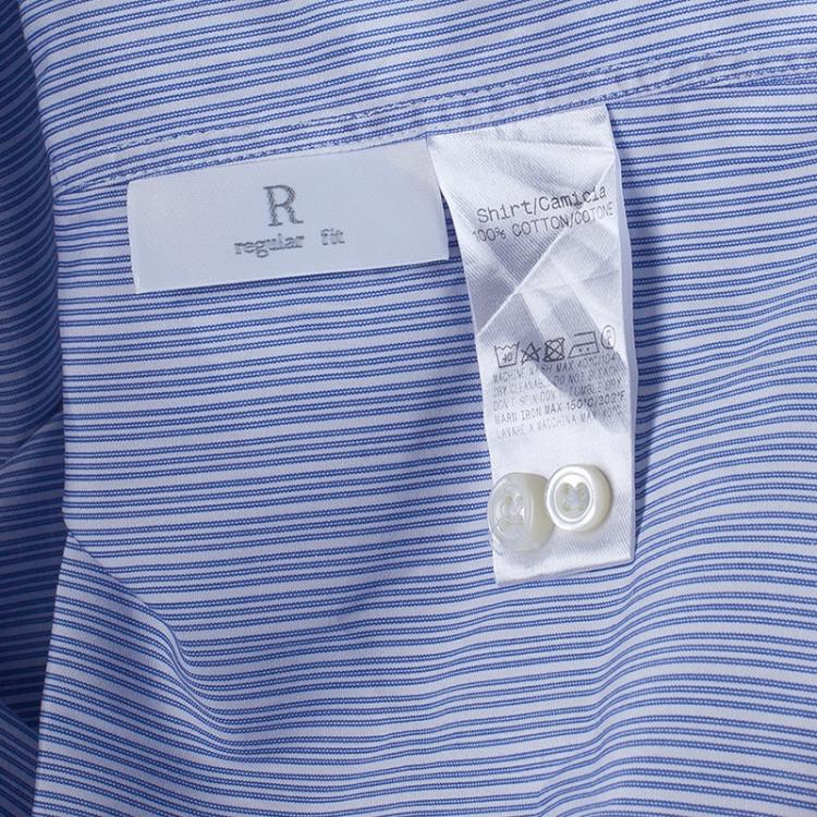 Pre Owned Ermenegildo Zegna Mens Blue Striped Shirt L