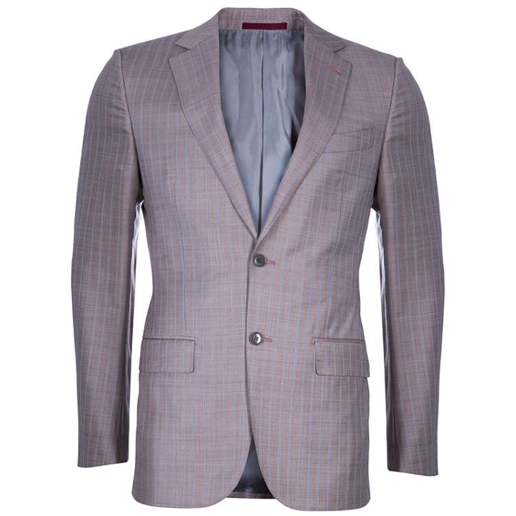 Pre Owned Ermenegildo Zegna Men's Grey/Brown Striped Suit M