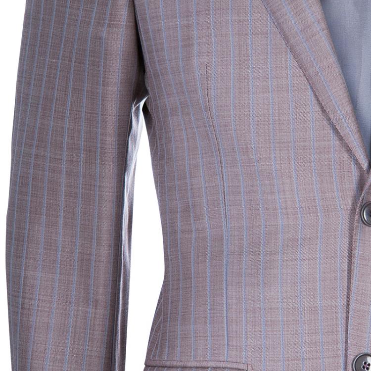 Pre Owned Ermenegildo Zegna Men's Grey/Brown Striped Suit M