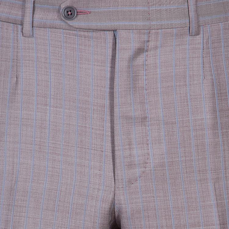 Pre Owned Ermenegildo Zegna Men's Grey/Brown Striped Suit M