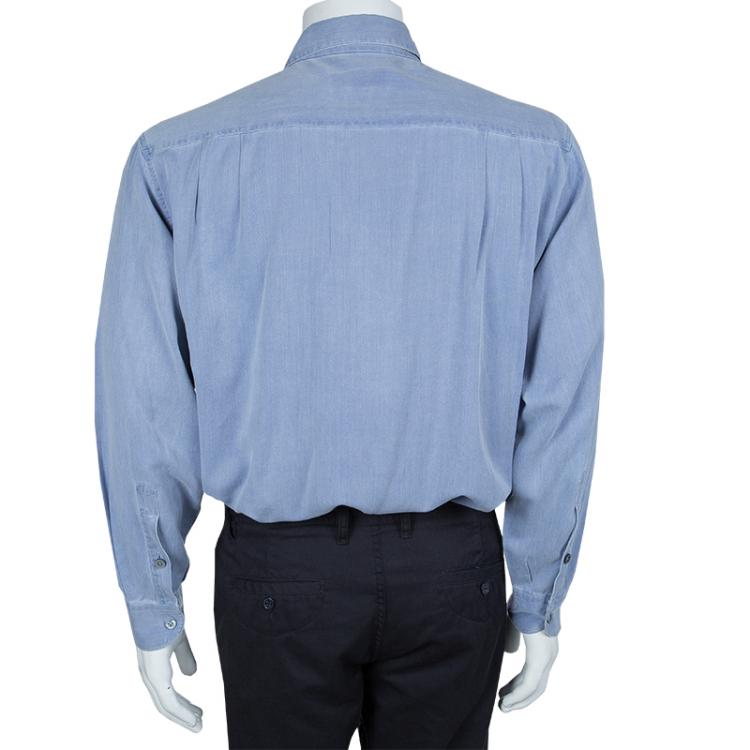 Pre Owned Ermenegildo Zegna Men's Blue Denim Shirt M