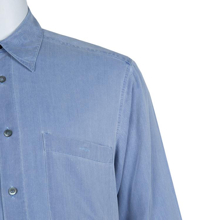 Pre Owned Ermenegildo Zegna Men's Blue Denim Shirt M