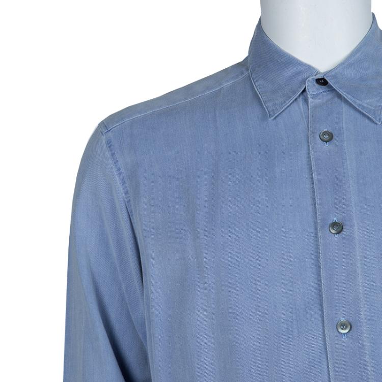 Pre Owned Ermenegildo Zegna Men's Blue Denim Shirt M
