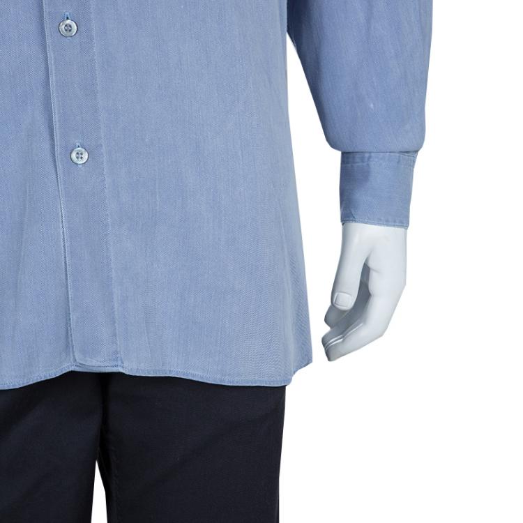Pre Owned Ermenegildo Zegna Men's Blue Denim Shirt M