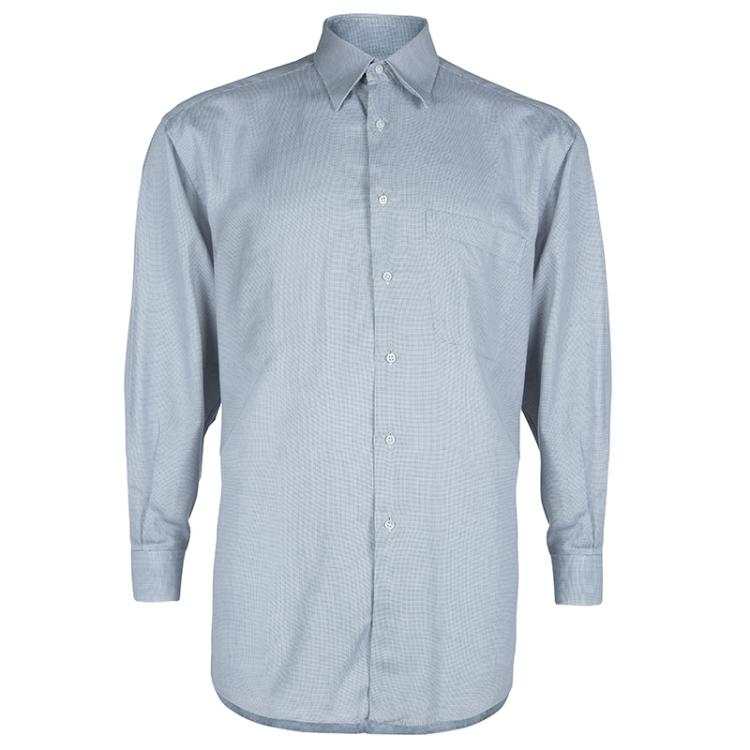 Pre Owned Ermenegildo Zegna Grey Dotted Shirt L