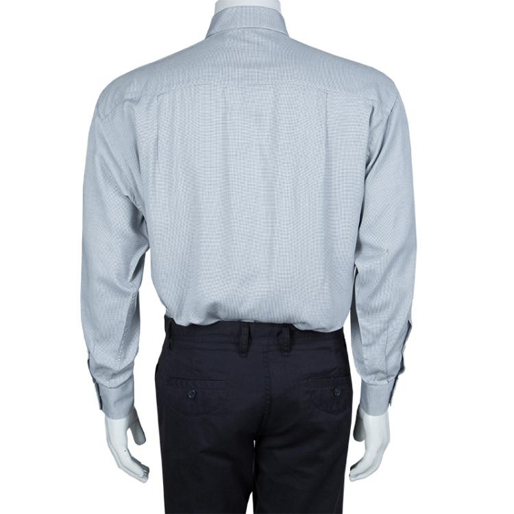 Pre Owned Ermenegildo Zegna Grey Dotted Shirt L