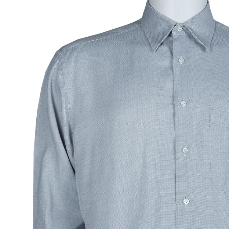 Pre Owned Ermenegildo Zegna Grey Dotted Shirt L