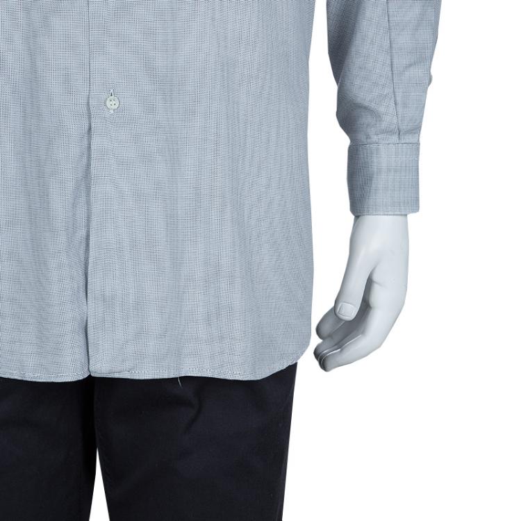 Pre Owned Ermenegildo Zegna Grey Dotted Shirt L