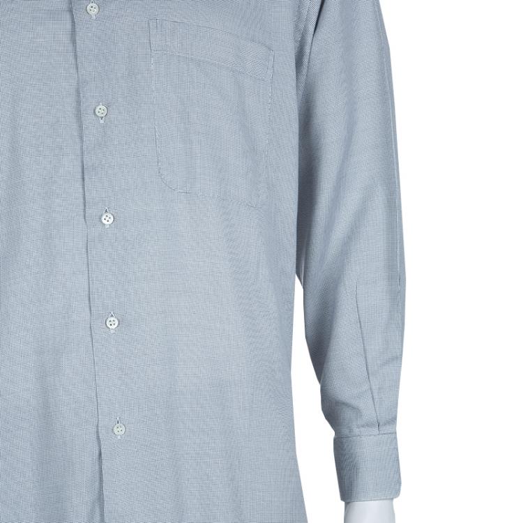 Pre Owned Ermenegildo Zegna Grey Dotted Shirt L