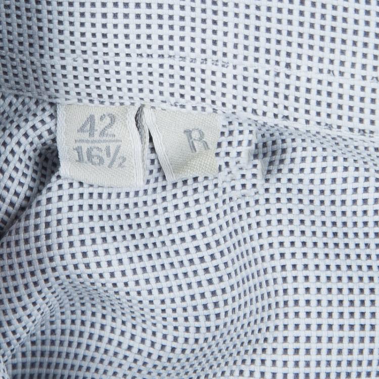 Pre Owned Ermenegildo Zegna Grey Dotted Shirt L