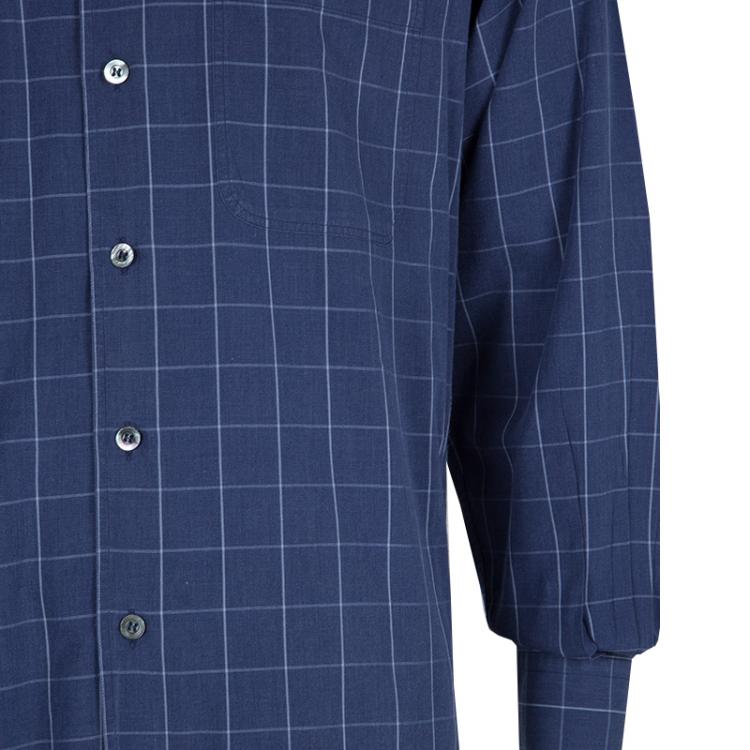 Pre Owned Ermenegildo Zegna Dark Blue Checked Shirt M