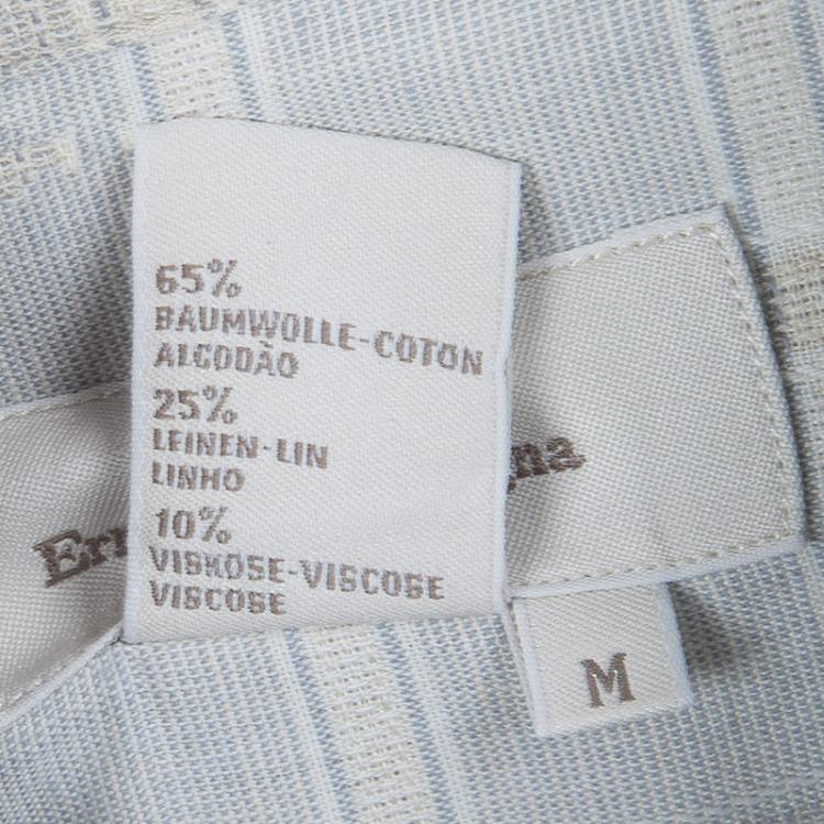 Pre Owned Ermenegildo Zegna Light Grey Checked Shirt M