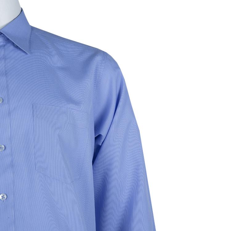 Pre Owned Ermenegildo Zegna Blue Long Sleeve Buttondown Cotton Shirt XL