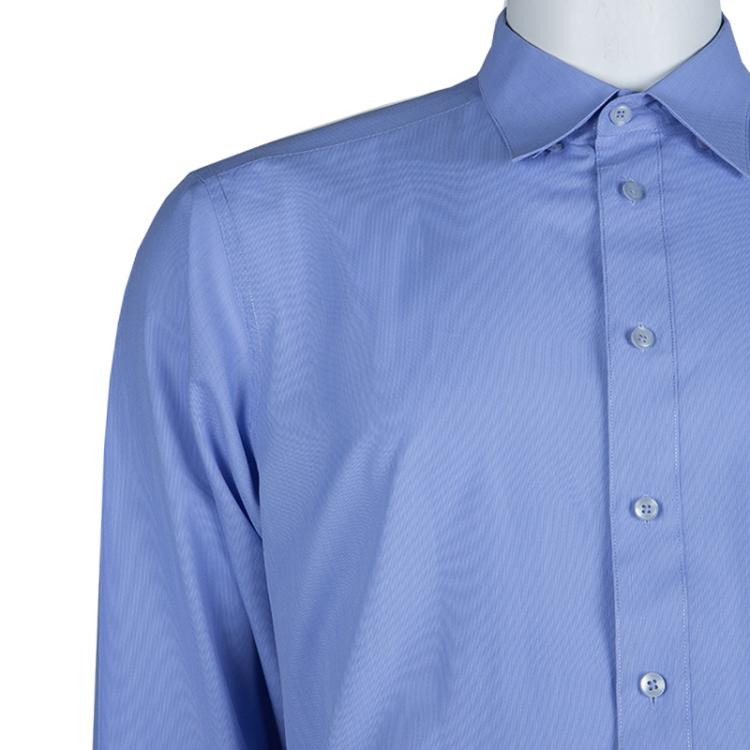 Pre Owned Ermenegildo Zegna Blue Long Sleeve Buttondown Cotton Shirt XL