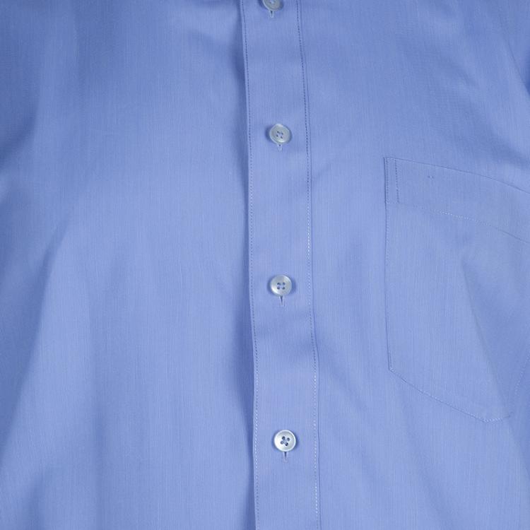 Pre Owned Ermenegildo Zegna Blue Long Sleeve Buttondown Cotton Shirt XL